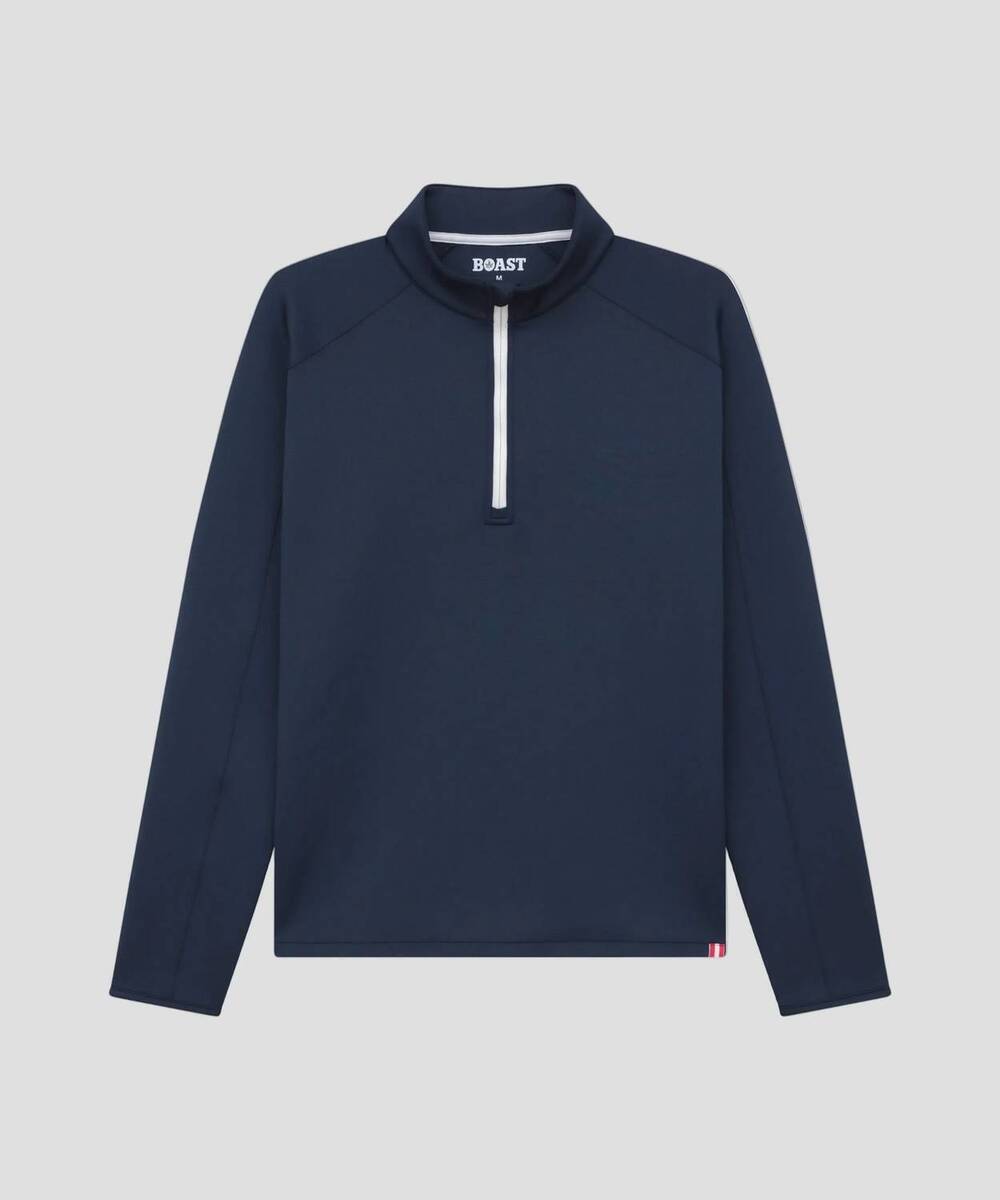 NEW BOAST men's peak quarter zip sweatshirt in navy